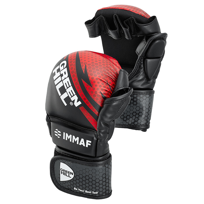 Перчатки MMA IMMAF approved черно-красные Green Hill MMI-602 XS