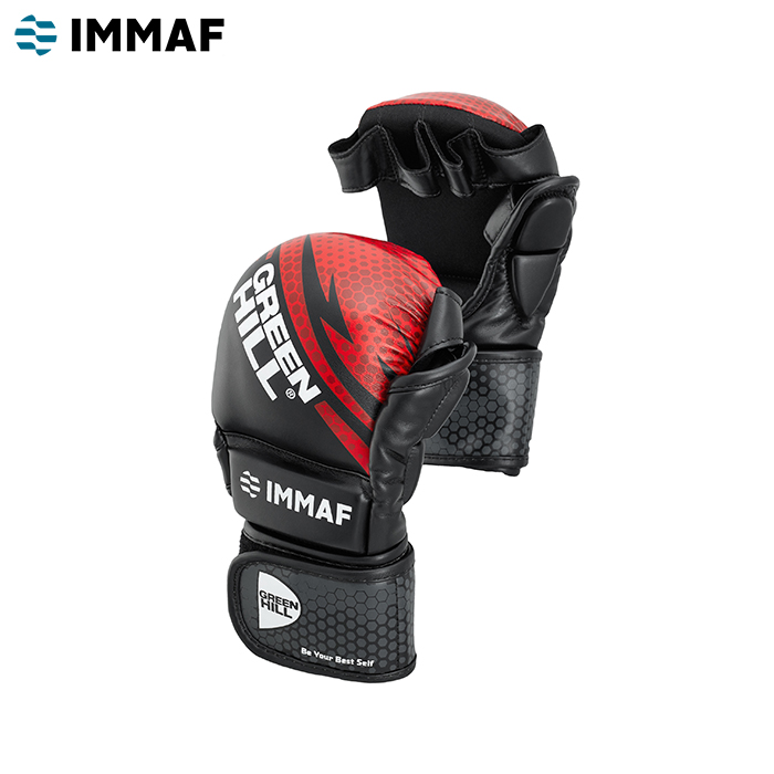 Перчатки MMA IMMAF approved черно-красные Green Hill MMI-602 XS