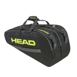 Сумка-чехол HEAD Base Racquet Bag M, 261413-BKNY, с карманом, на 6 тен.ракеток, черно-салатовый