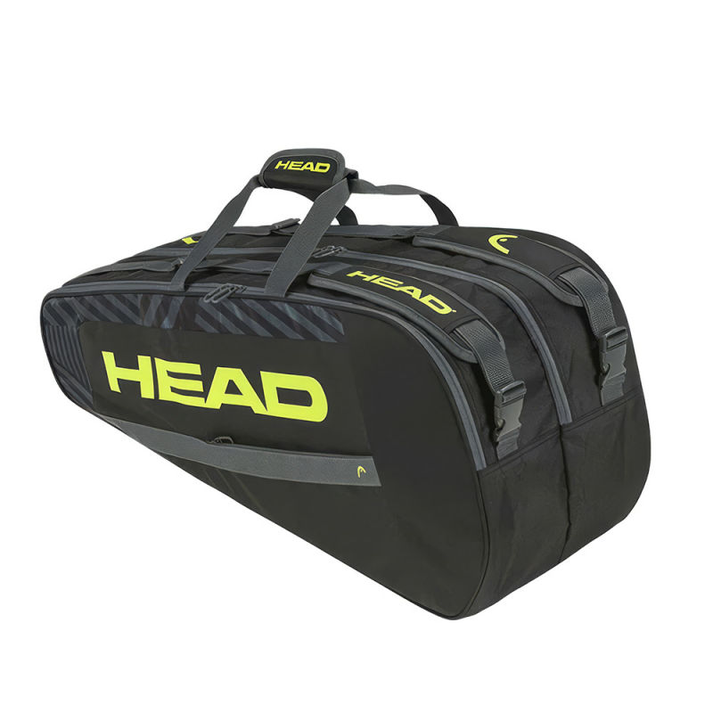 Сумка-чехол HEAD Base Racquet Bag M, 261413-BKNY, с карманом, на 6 тен.ракеток, черно-салатовый