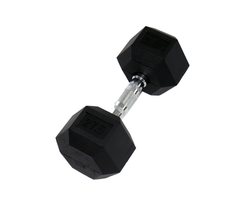 Гантель PERFORM BETTER Rubber Encased Hex Dumbbells 27,5 кг, 1 штука, черный