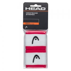 Напульсники HEAD 2.5" stripped, 285864-MAWH, ширина 7см, 90% нейлон, 10% эластан, пара, бело-малиновый