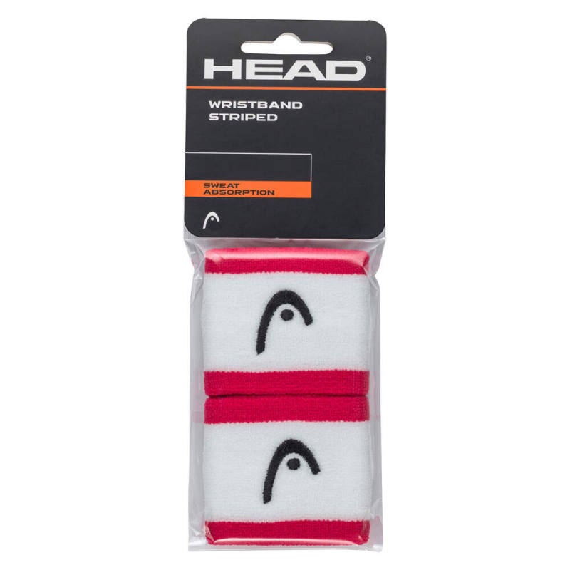 Напульсники HEAD 2.5" stripped, 285864-MAWH, ширина 7см, 90% нейлон, 10% эластан, пара, бело-малиновый