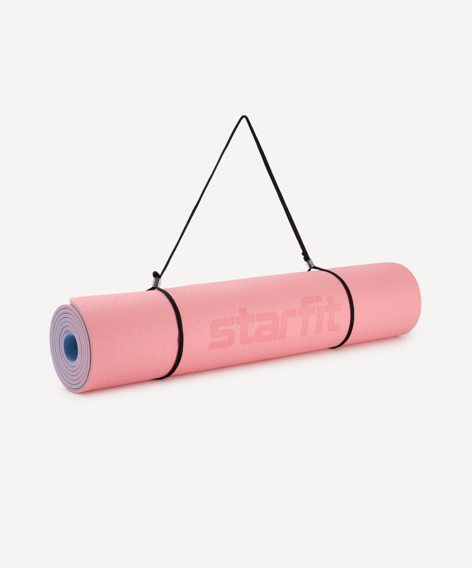 Коврик для йоги и фитнеса STARFIT FM-201, ТПЭ, 183x61x0.6 см, розовый/голубой, размер Б/Р ЦБ-00008665