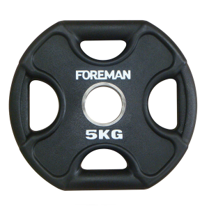 Олимпийский диск в уретане FOREMAN Plate X-Training 5 кг, четыре отверстия, черный, серый чугун