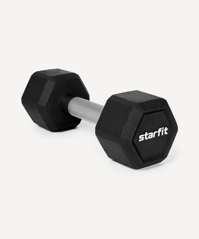 Гантель гексагональная DB-301PRO 6 кг, обрезиненная, черный, Starfit ЦБ-00003800