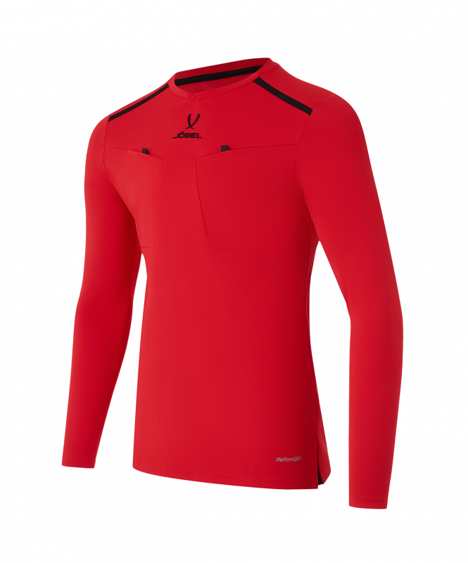 Футболка судейская с длинным рукавом DIVISION PerFormDRY Referee LS Tee, красный, размер S, JÖGEL ЦБ-00004995