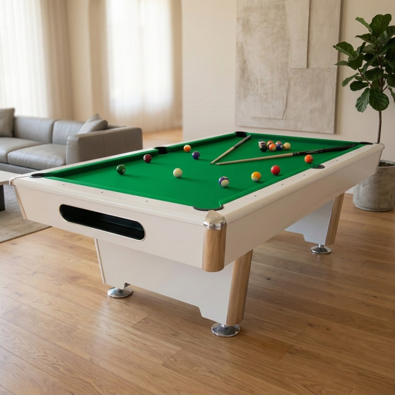 Бильярдный стол для пула Dynamic Billard "Triumph Plus" 7 футов (матово-белый) в комплекте, аксессуары и сукно