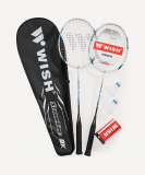 Набор для бадминтона WISH Steeltec 9, 2 ракетки, 2 волана, белый/синий ЦБ-00008284