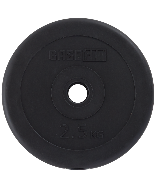 Диск пластиковый BB-203, d=26 мм, черный, 2,5 кг, BASEFIT