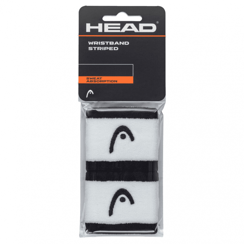 Напульсники HEAD 2.5" stripped, 285864-BKWH, ширина 7см, 90% нейлон, 10% эластан, пара, бело-черный