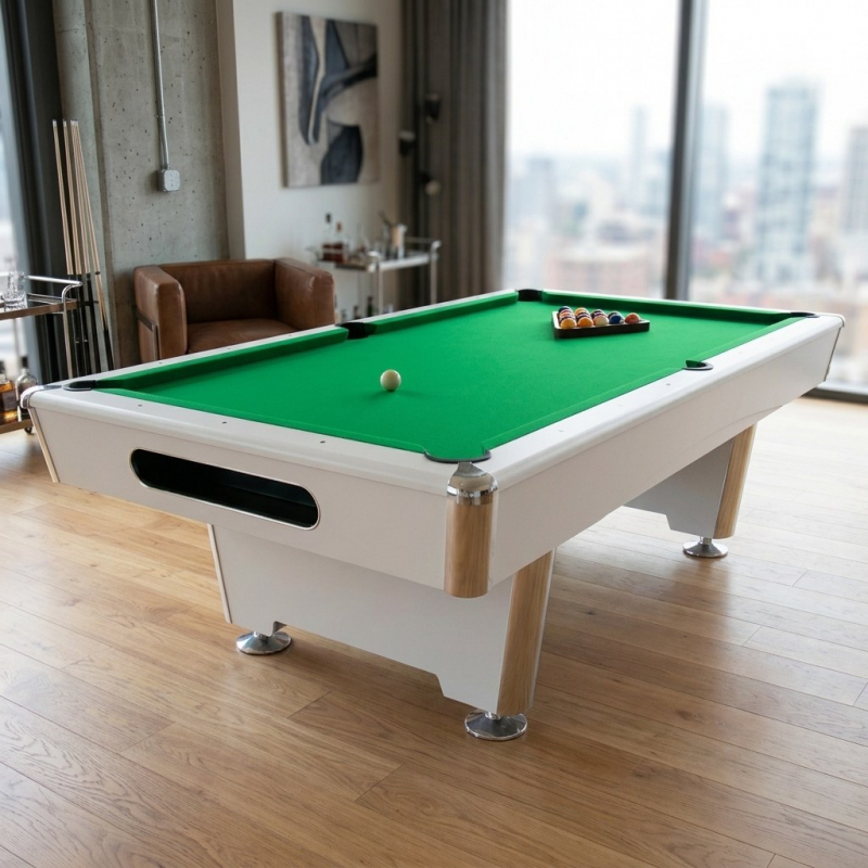 Бильярдный стол для пула Dynamic Billard "Triumph Plus" 7 футов (матово-белый) в комплекте, аксессуары и сукно