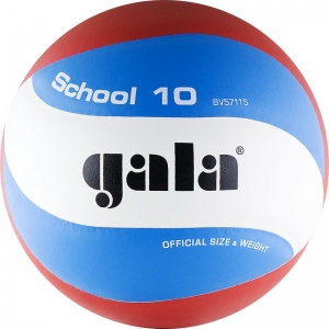 Мяч волейбольный GALA School 10, BV5711S, размер 5, синтетическая кожа ПУ, подкладочный слой пена, клееный, бутиловая камера, белый-голубой-красный
