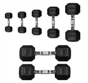 Гантель PERFORM BETTER Rubber Encased Hex Dumbbells 5 кг, 1 штука, черный