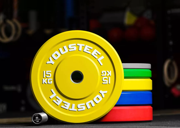 Диск каучуковый 15 кг, желтый YOUSTEEL