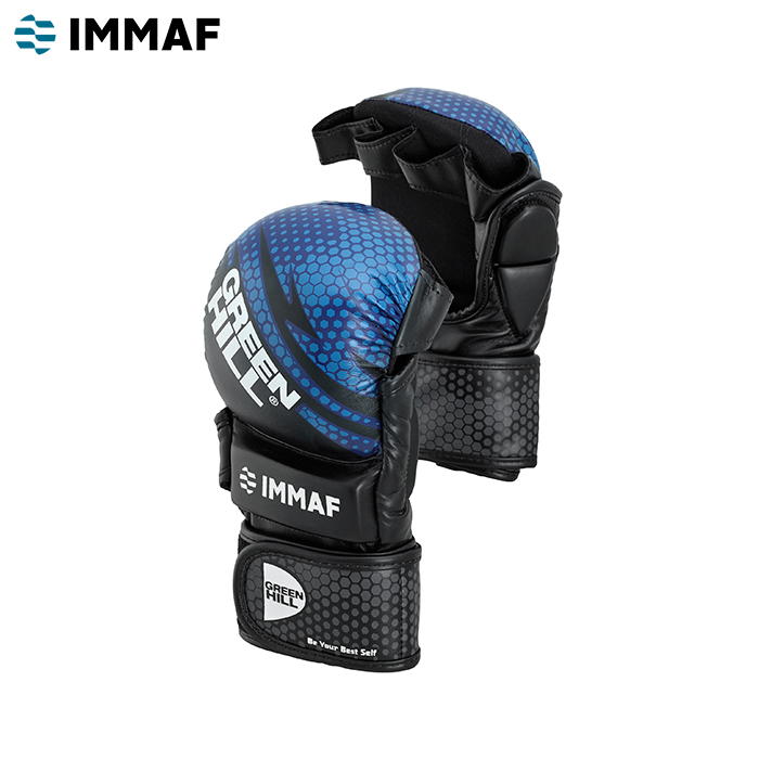 Перчатки MMA IMMAF approved черно-синие Green Hill MMI-602 XXXL