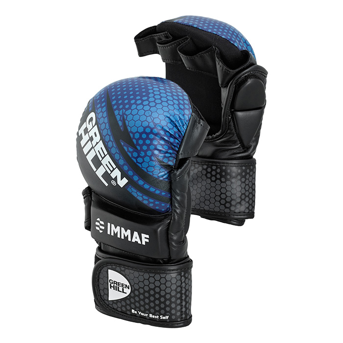 Перчатки MMA IMMAF approved черно-синие Green Hill MMI-602 XXXL