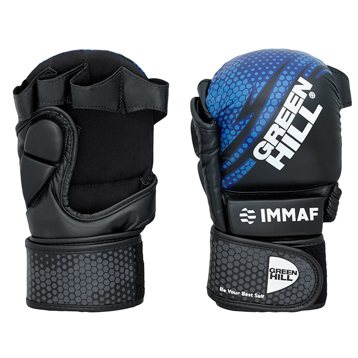 Перчатки MMA IMMAF approved черно-синие Green Hill MMI-602 XXXL
