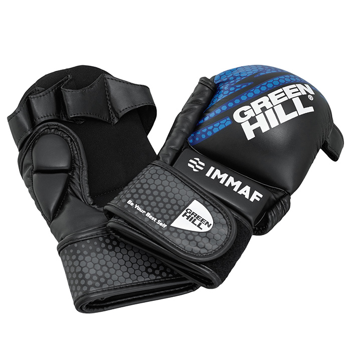 Перчатки MMA IMMAF approved черно-синие Green Hill MMI-602 XXXL