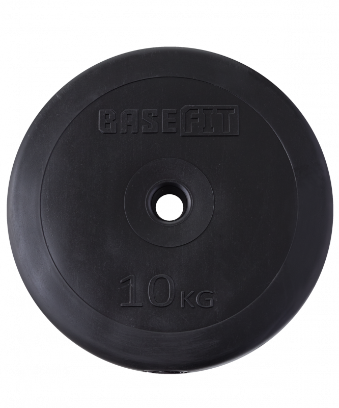 Диск пластиковый BB-203 d=26 мм, черный, 10 кг, BASEFIT УТ-00019756