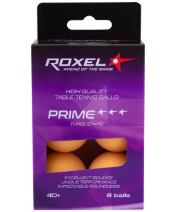 Мяч для настольного тенниса 3* Prime, оранжевый, 6 шт., Roxel