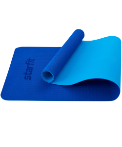 Коврик для йоги и фитнеса FM-201, TPE, 173x61x0,4 см, темно-синий/синий, Starfit