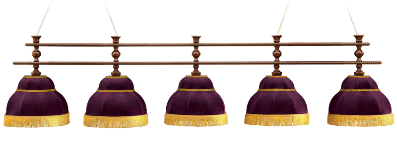 Лампа Аристократ-3 5пл. береза (№1, бархат зеленый, бахрома желтая, фурнитура золото)