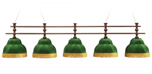 Лампа Аристократ-3 5пл. береза (№1, бархат зеленый, бахрома желтая, фурнитура золото)