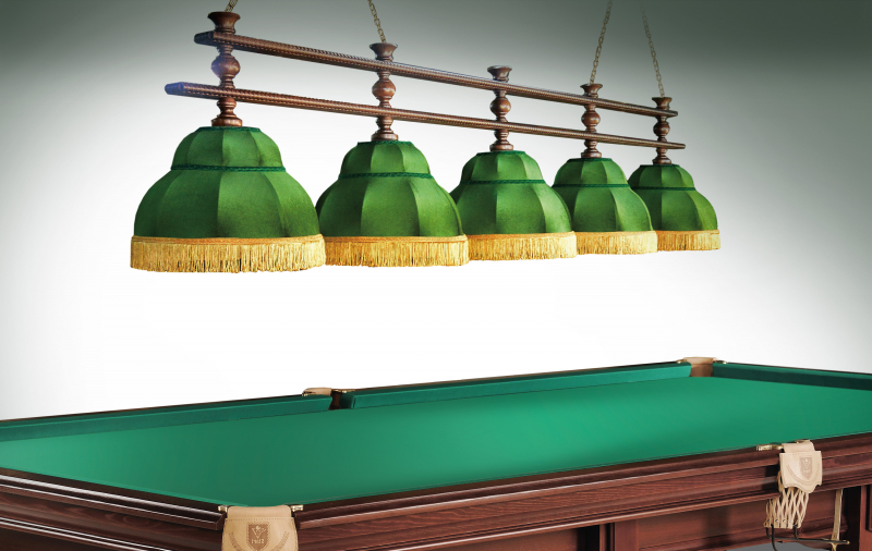 Лампа Аристократ-3 5пл. береза (№1, бархат зеленый, бахрома желтая, фурнитура золото)