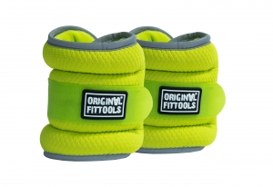 Комплект утяжелителей весом 2 кг (пара) ярко-зеленые Original FitTools FT-AW02-AG