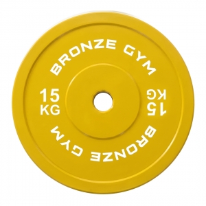 Диск олимпийский BRONZE GYM тяжелоатлетический желтый 15 кг