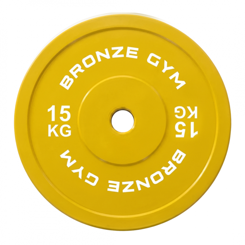 Диск олимпийский BRONZE GYM тяжелоатлетический желтый 15 кг
