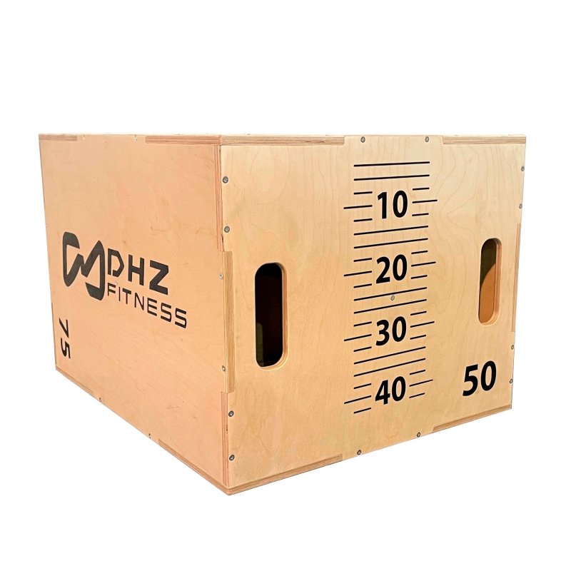Универсальный PLYO BOX разборный с разметкой шкалы наклона фанера, 3 в 1, 50-60-75см DHZ FITNESS FS2091