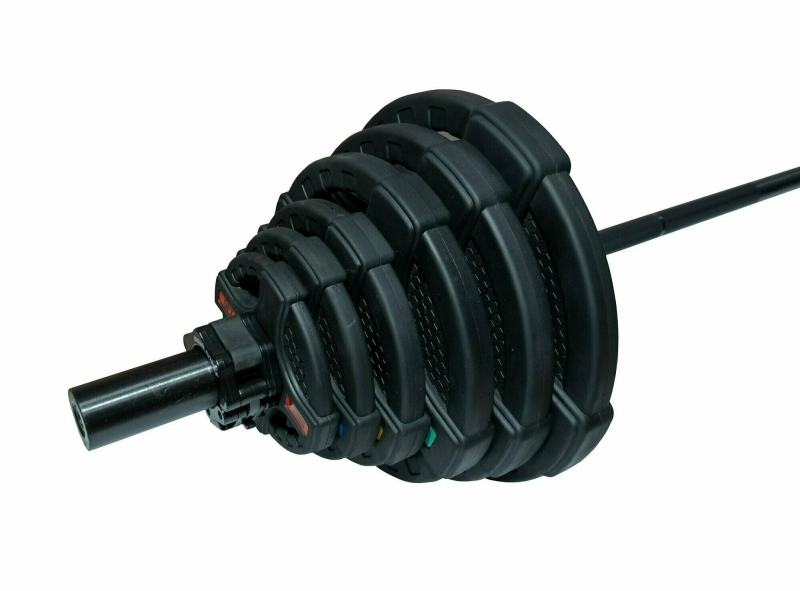 Штанга олимпийская 128 кг (диски с двумя хватами, черный гриф) Original FitTools FT-2HGSET-128-BLACK