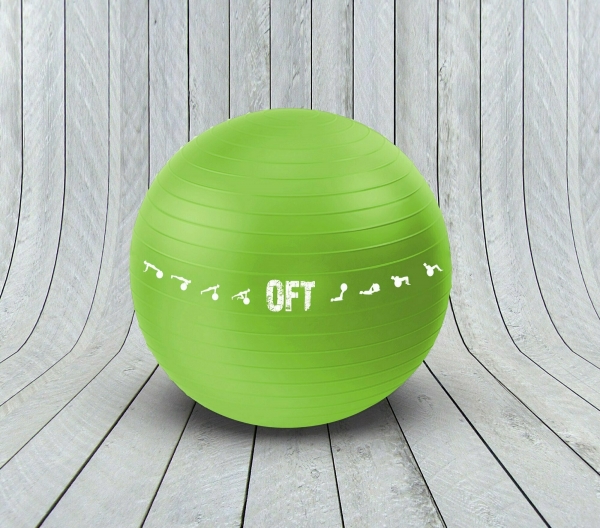 Гимнастический мяч 65 см для коммерческого использования зеленый с насосом Original FitTools FT-GBPRO-65GN