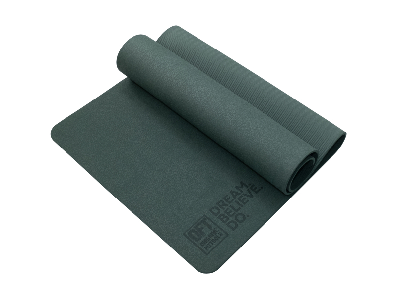 Коврик для йоги и фитнеса 185 х 80 см толщина 8 мм TPE темно-зеленый Original FitTools FT-TPE-18580-12