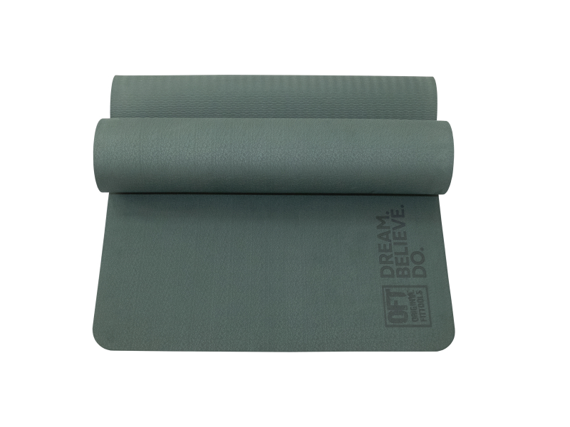 Коврик для йоги и фитнеса 185 х 80 см толщина 8 мм TPE темно-зеленый Original FitTools FT-TPE-18580-12