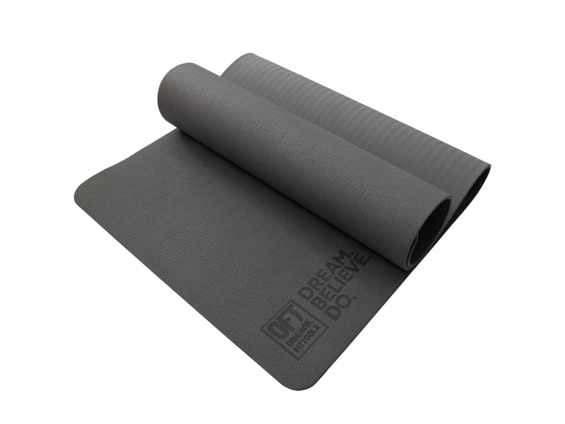 Коврик для йоги и фитнеса 185 х 80 см толщина 8 мм TPE серый Original FitTools FT-TPE-18580-22