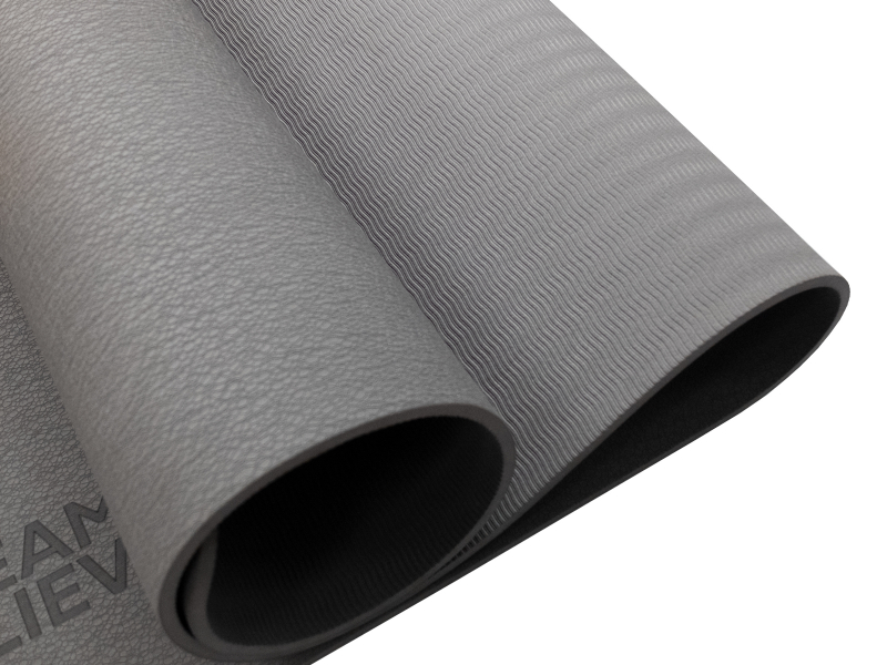 Коврик для йоги и фитнеса 185 х 80 см толщина 8 мм TPE серый Original FitTools FT-TPE-18580-22