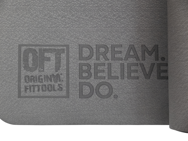 Коврик для йоги и фитнеса 185 х 80 см толщина 8 мм TPE серый Original FitTools FT-TPE-18580-22