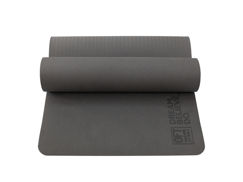Коврик для йоги и фитнеса 185 х 80 см толщина 8 мм TPE серый Original FitTools FT-TPE-18580-22