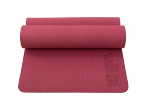 Коврик для йоги и фитнеса 185 х 80 см толщина 8 мм TPE бордовый Original FitTools FT-TPE-18580-50