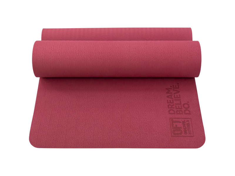 Коврик для йоги и фитнеса 185 х 80 см толщина 8 мм TPE бордовый Original FitTools FT-TPE-18580-50