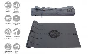 Коврик для йоги 2.5 мм серый в сумке с ремешком для йоги Original FitTools FT-TYM025-GY