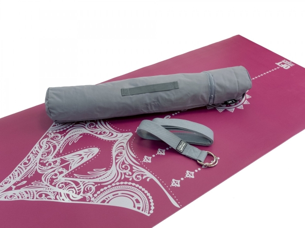 Коврик для йоги 2.5 мм пурпурный в сумке с ремешком для йоги Original FitTools FT-TYM025-PP