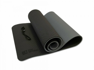 Коврик для йоги 10 мм двухслойный TPE черно-серый Original FitTools FT-YGM10-TPE-BCGY