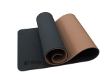 Коврик для йоги 10 мм двухслойный TPE черно-кофейный Original FitTools FT-YGM10-TPE-BMSE