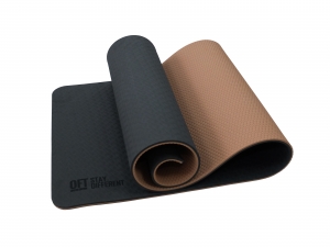 Коврик для йоги 10 мм двухслойный TPE черно-кофейный Original FitTools FT-YGM10-TPE-BMSE