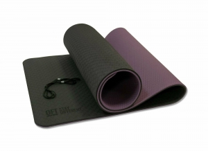 Коврик для йоги 10 мм двухслойный TPE черно-фиолетовый Original FitTools FT-YGM10-TPE-BPP