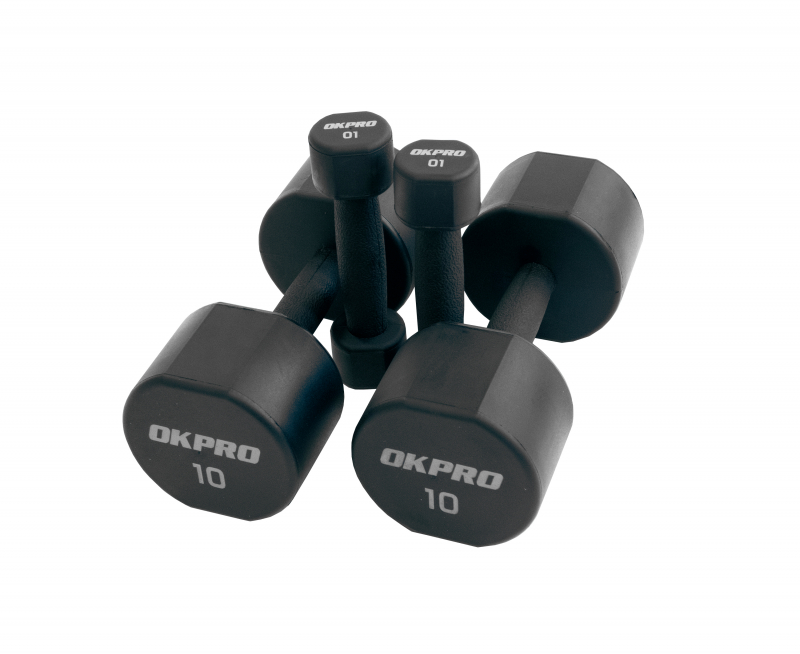 Набор полиуретановых гантелей от 1 до 10 кг (серый лого) OKPRO OK1025C-1-10-G